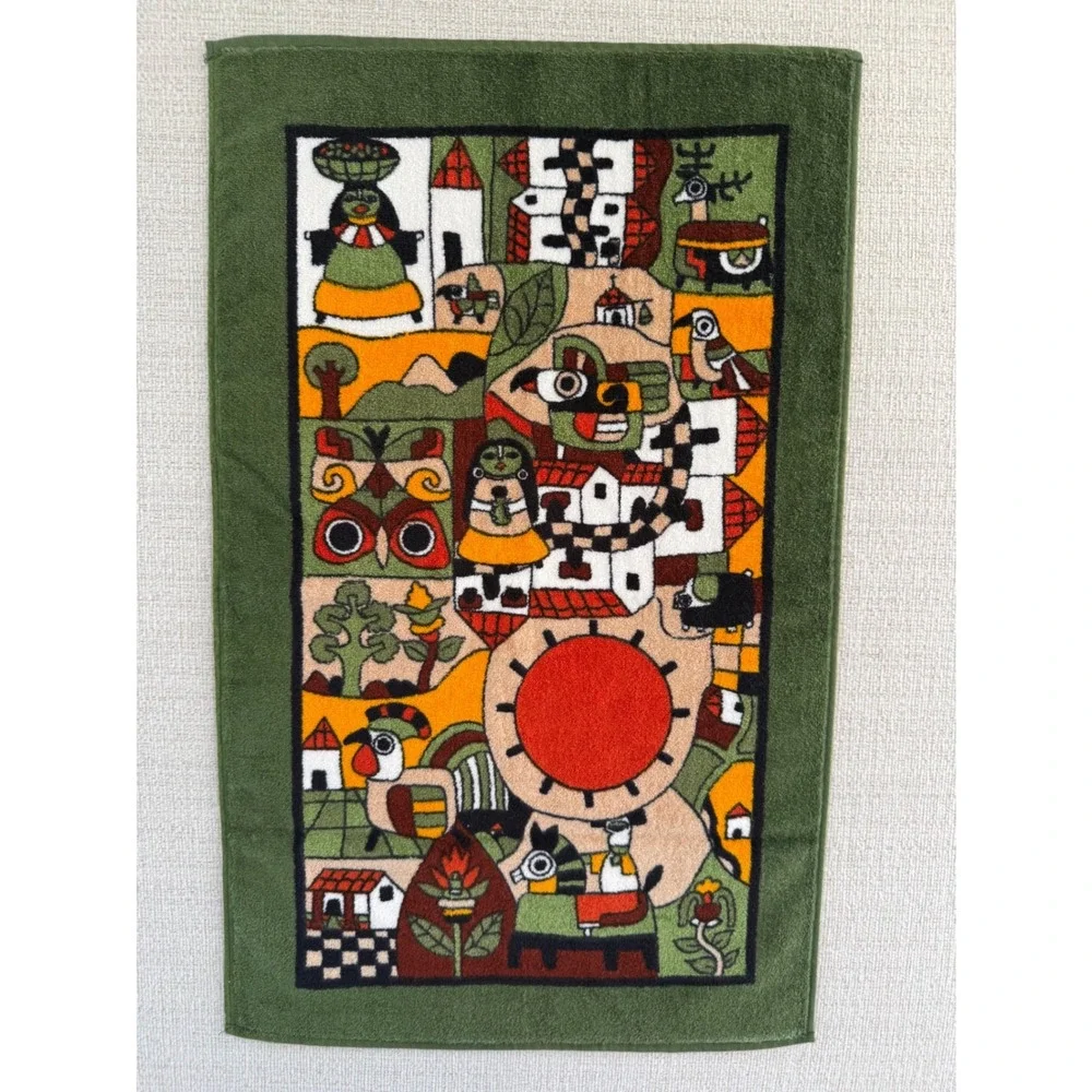 Vtg Hilasal Fernando Llort Hand Towel La Palma El Salvador Folk Art Cotton NWOT